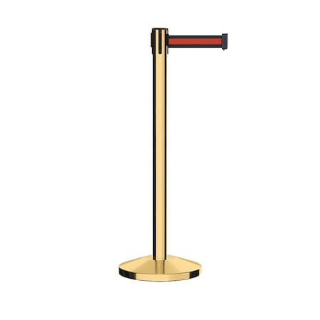 Montour Line Stanchion Belt Barrier Pol.Brass Post 13ft. Bk/R H Belt ES400-PB-BRH-130